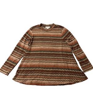 Southern Lady Tunic Chevron Blouse Medium Autumn Boho Fashion Casual HippieFest